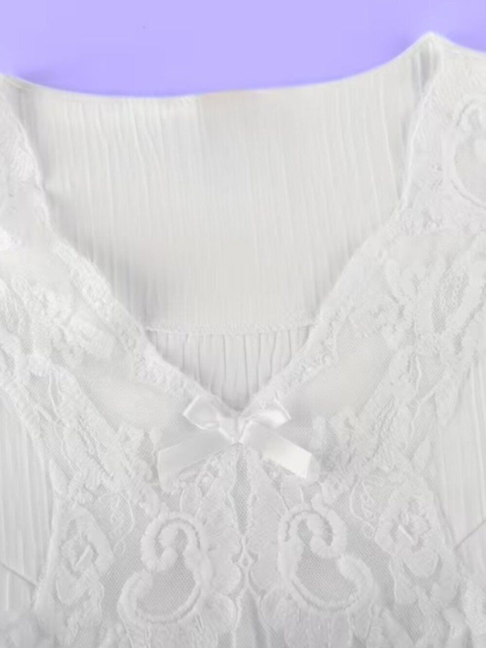 Alluring French-Victorian Lace Nightgown Flowing Long Sleeve Romantic Ruffle Hem - Picture 6 of 8
